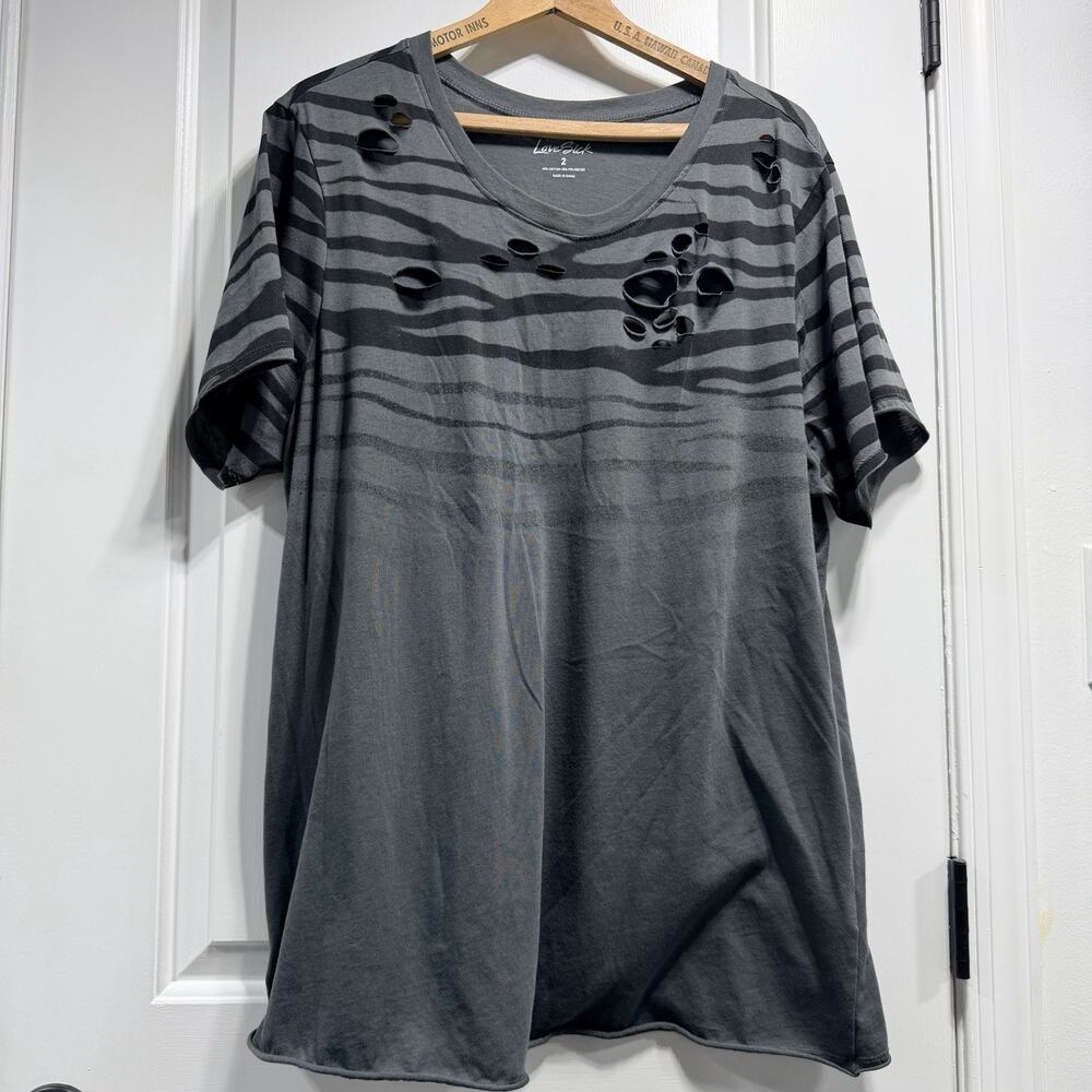 Torrid Womens Plus Size 2 Black Gray Zebra Print TShirt Short Sleeve Blouse Top
